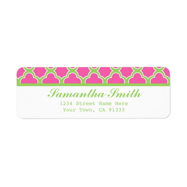 Quatrefoil Pattern Pink and Green (Front)