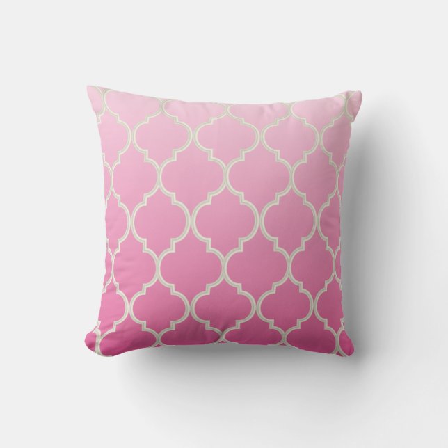 Quatrefoil Pattern | Pretty Pink Throw Pillow (Front)