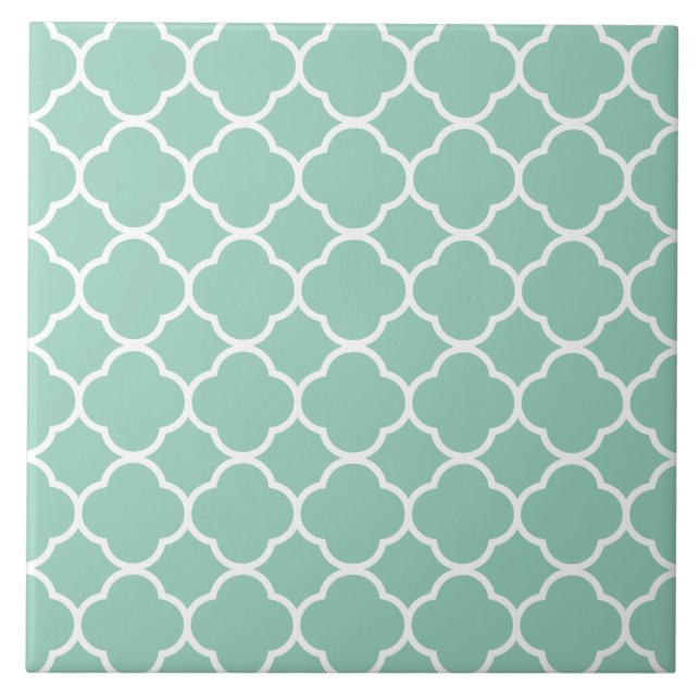 Quatrefoil Pattern Teal Tile (Front)