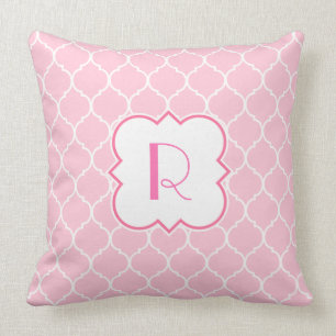 Quatrefoil Pattern with Monogram Throw Pillow