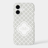 Quatrefoil Pebble White Pattern Stylish Monogram