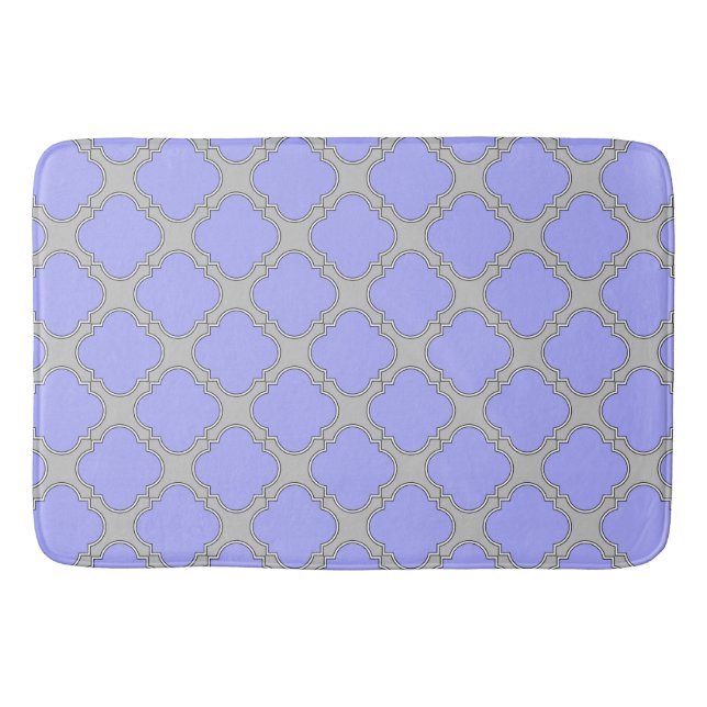 Quatrefoil periwinkle and grey bath mat (Front)