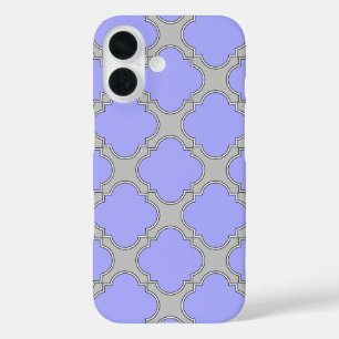 Quatrefoil periwinkle and grey iPhone 16 case
