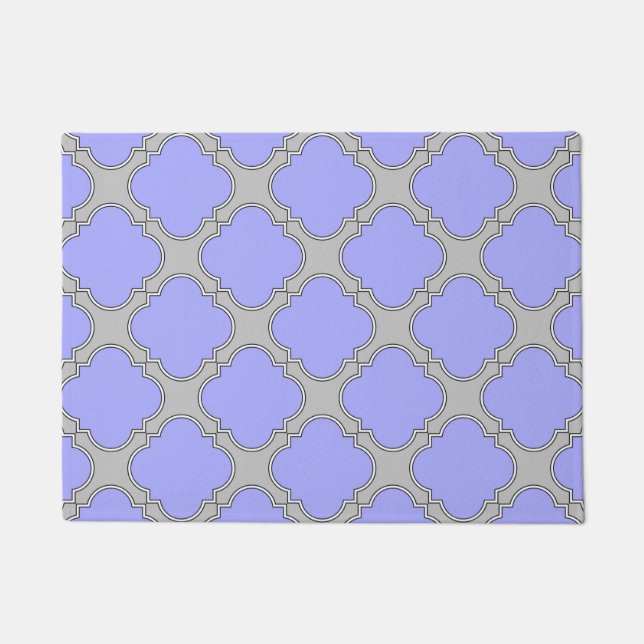 Quatrefoil periwinkle and grey doormat (Front)
