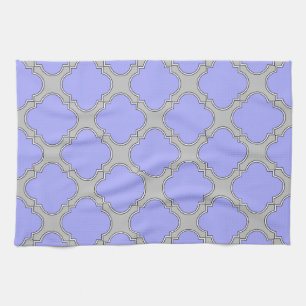 Quatrefoil periwinkle and grey kitchen towel