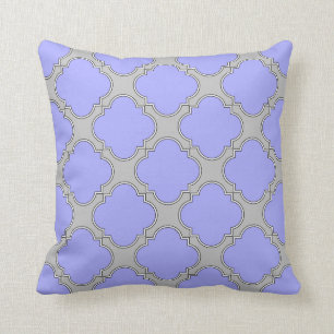 Quatrefoil periwinkle and grey throw pillow