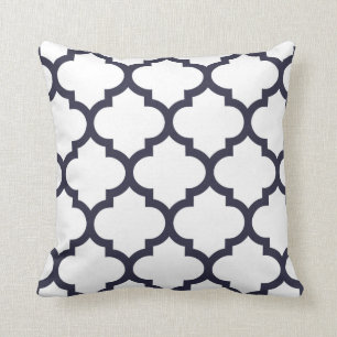 Quatrefoil Pillow - Navy Blue