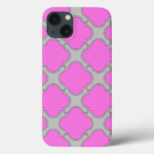 Quatrefoil pink and gray Case-Mate iPhone case