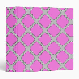 Quatrefoil pink and grey binder