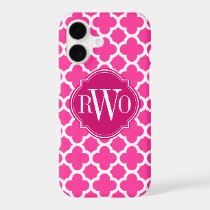 Quatrefoil Pink and White Pattern Monogram