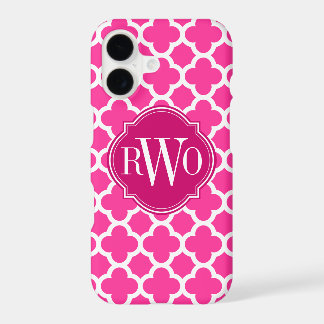 Quatrefoil Pink and White Pattern Monogram