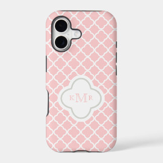 Quatrefoil Pink White Pattern Stylish Monogram