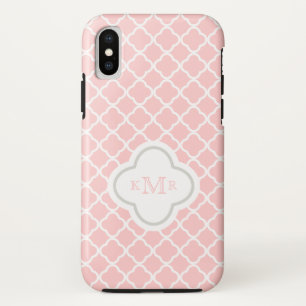 Quatrefoil Pink White Pattern Stylish Monogram Case-Mate iPhone Case