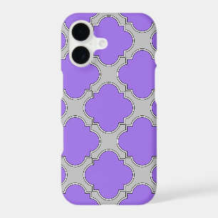 Quatrefoil purple and grey