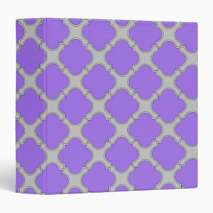 Quatrefoil purple and grey binder
