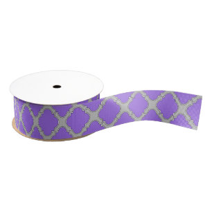 Quatrefoil purple and grey grosgrain ribbon