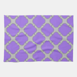 Quatrefoil purple and grey kitchen towel
