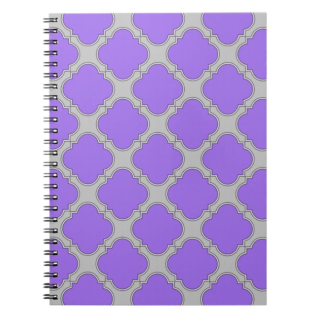 Quatrefoil purple and grey notebook (Front)