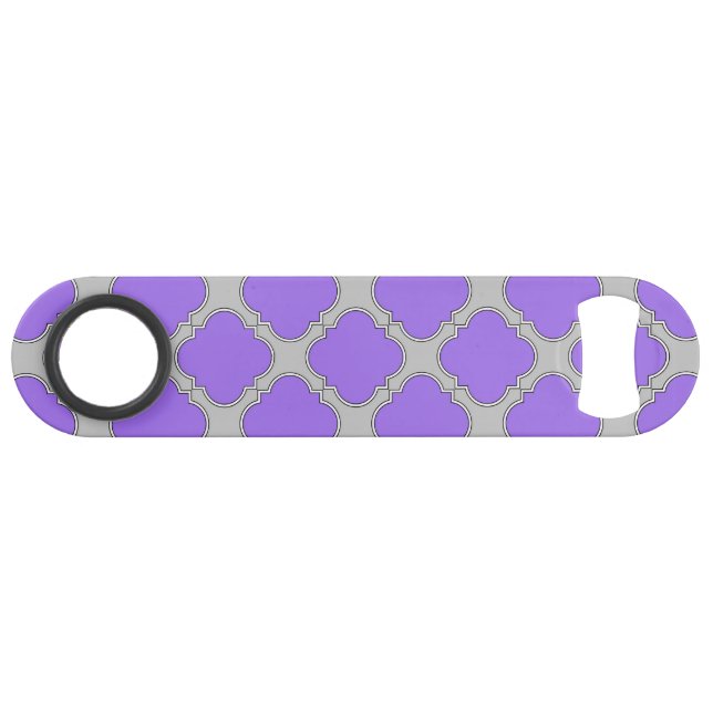 Quatrefoil purple and grey speed bottle opener (Front (Horizontal))