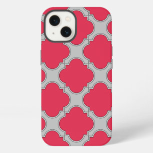 Quatrefoil red and gray Case-Mate iPhone case