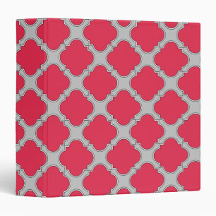 Quatrefoil red and grey binder