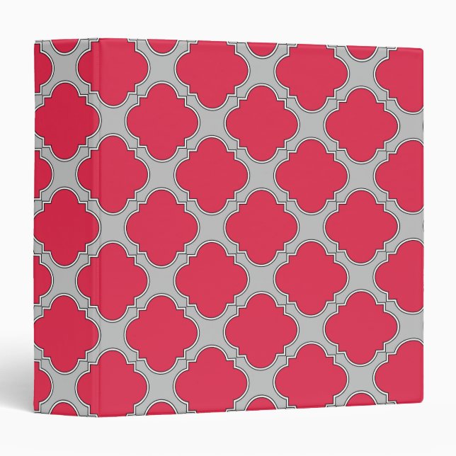 Quatrefoil red and grey binder (Front/Spine)