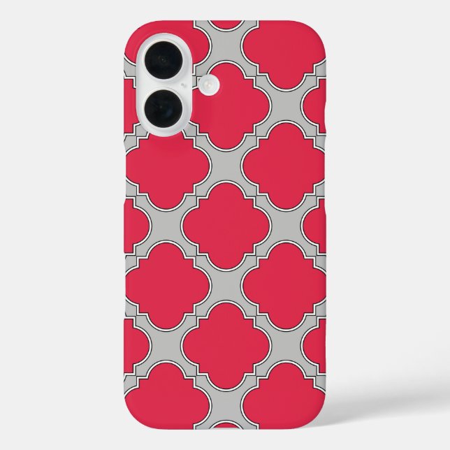 Quatrefoil red and grey Case-Mate iPhone case (Back)
