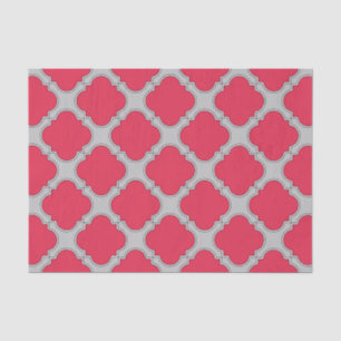 Quatrefoil red and grey tissue paper