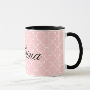 Quatrefoil rose nommé personnalisé de la tasse de