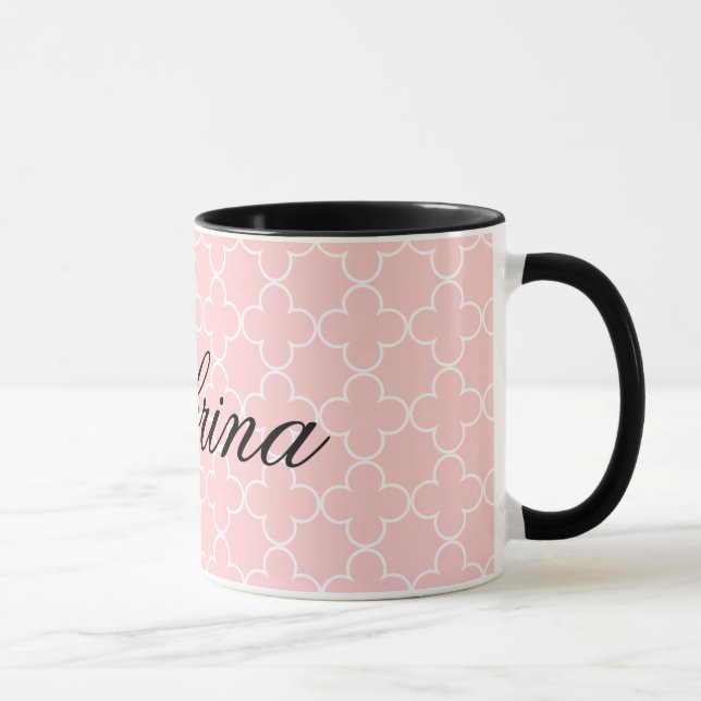 Quatrefoil rose nommé personnalisé de la tasse de (Droite)