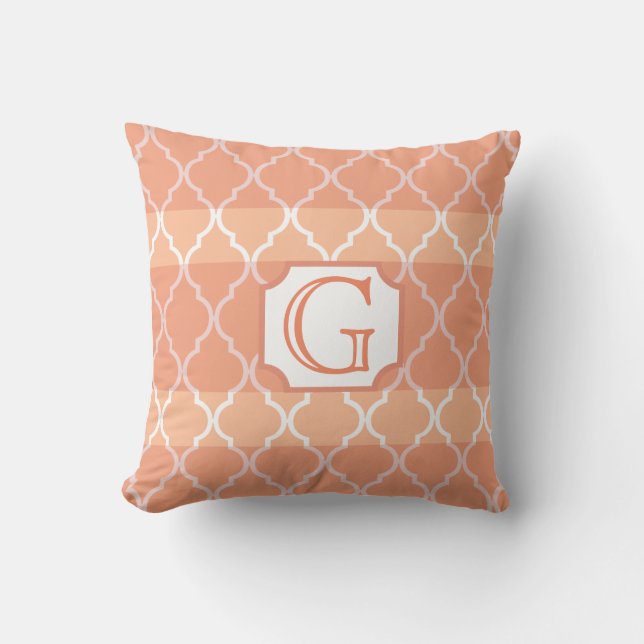 Quatrefoil Stripe Monogram by Cheryl Daniels Throw Pillow (Front)