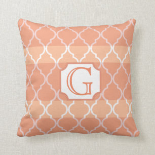Quatrefoil Stripe Monogram by Cheryl Daniels Throw Pillow
