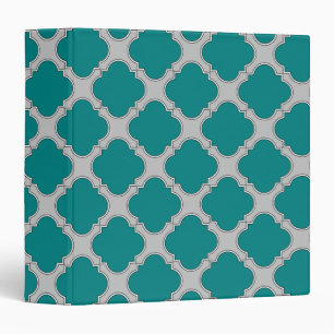Quatrefoil teal and grey binder