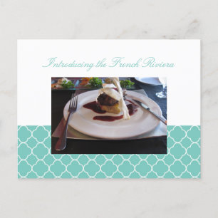 Quatrefoil teal clover business event invitation postcard