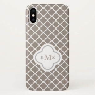 Quatrefoil Toffee Brown Pattern Stylish Monogram Case-Mate iPhone Case