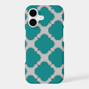 Quatrefoil turquoise et gris