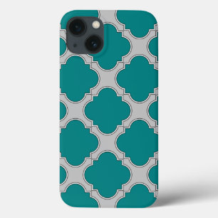 Quatrefoil turquoise et gris Coque-Mate coque ipho