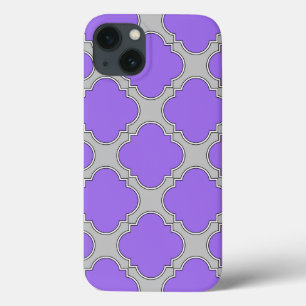 Quatrefoil violet et gris Coque-Mate coque iphone