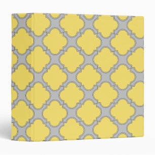Quatrefoil yellow and grey binder