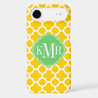 Quatrefoil Yellow and White Pattern Monogram