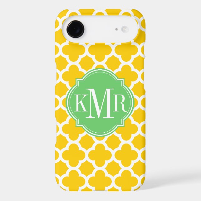 Quatrefoil Yellow and White Pattern Monogram (Back)