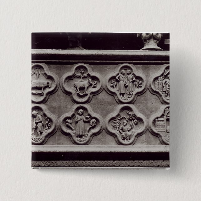 Quatrefoils with the Signs of the Zodiac 2 Inch Square Button (Front)
