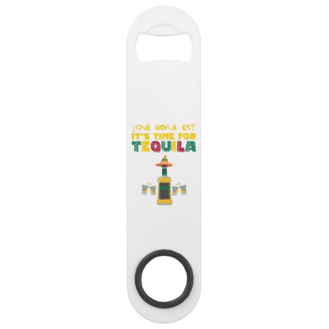 Que Hora Es Time For Tequila Funny Cinco De Mayo Bar Key (Front)