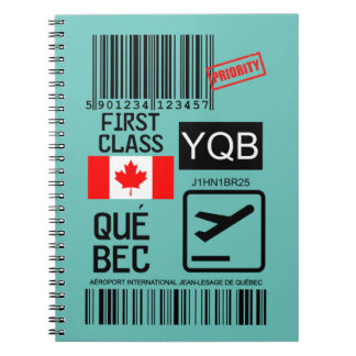 Quebec airport travel tag notebook