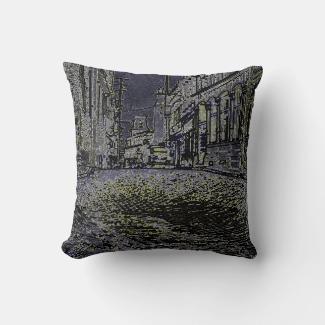 Quebec Canada 1930's Art Photograph Street scene Throw Pillow (Front)