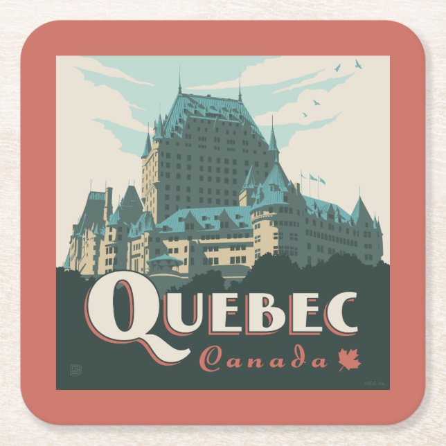 Quebec Canada | Château Frontenac Square Paper Coaster (Front)