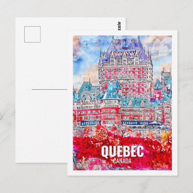 Quebec Canada Famous Travel Place Watercolor Postcard (Front/Back)