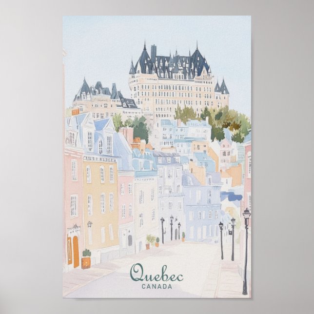 Quebec Canada Gouache Paint Illustration Travel Poster (Front)