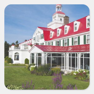 Quebec, Canada. Historic Hotel Tadoussac, 2 Square Sticker