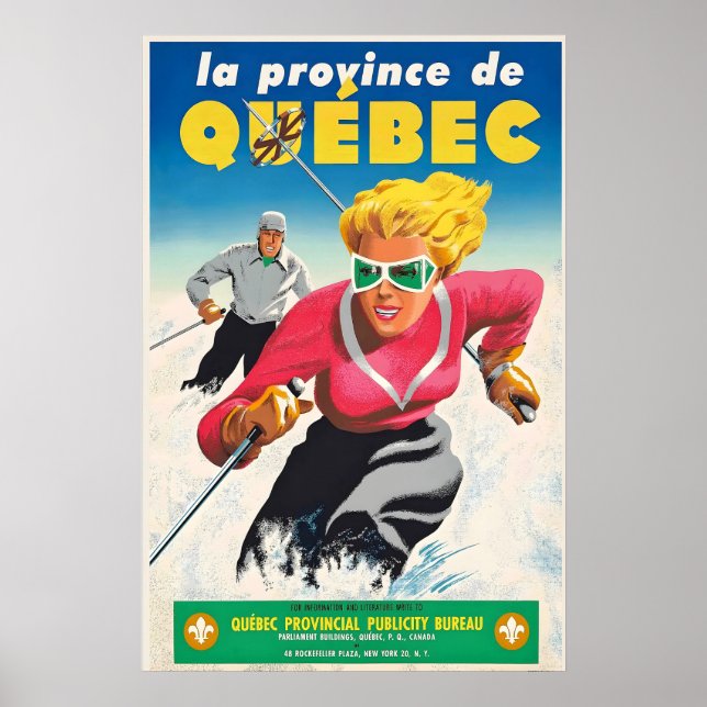Quebec Canada Mountains Winter Sport Skiing Poster (Front)
